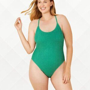 NWT Shade & Shore Pucker Cross Back High Leg Swimsuit • XL 16 - WSS-100030